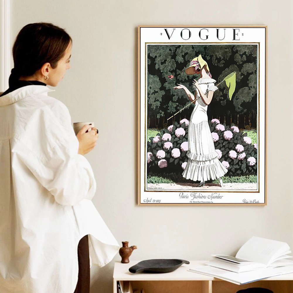 北欧风格VOGUE海报装饰画时尚国外复古人物封面海报墙壁画挂画图片