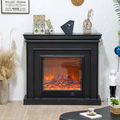 美式壁炉装饰柜黑色实木电视柜仿真火焰别墅家用取暖器法式壁炉架