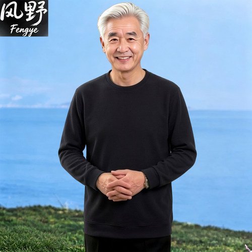 中老年男士爸爸秋季圆领卫衣长袖