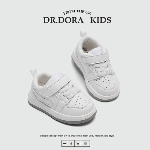 DR.DORA朵拉博士秋季春款小白鞋男软底宝宝鞋子白色板鞋学步女童
