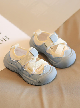宝宝鞋子1一3岁2春夏季网面包头防踢软底男学步鞋子透气凉鞋女童