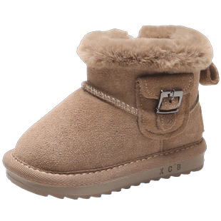 宝宝雪地靴冬季款1-3岁小童女软底加绒加厚棉鞋一2婴儿鞋子学步男