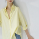 衬衫 TRR 瘦成纸片人清新减龄淡淡黄宽松长袖 女衬衣时髦感上衣chic
