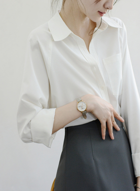 TRR 5星推荐 fashion极简宽松长袖白衬衫女 垂感chic上衣经典衬衣