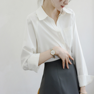 5星推荐 垂感chic上衣经典 fashion极简宽松长袖 女 衬衣 白衬衫 TRR