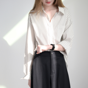 上衣chic叠穿 TRR 女 衬衫 纯粹是好看 大气通勤棉质条纹宽松长袖