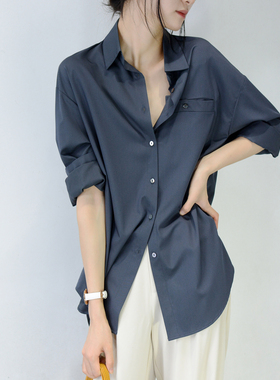 TRR 叠穿时髦单穿慵懒 长袖宽松衬衫女fashion上衣显格调高端衬衣