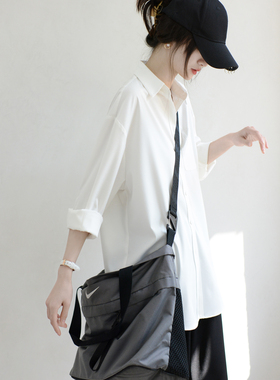 TRR oversize潮妞白衬衫宽松衬衫女高阶气质暗格上衣chic衬衣时髦