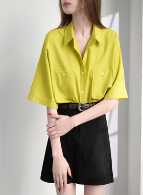 TRR oversize高颜值十足夏 宽松短袖衬衫女上衣neutral style衬衣