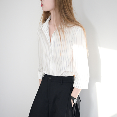 Trrstyle竖条纹衬衫女棉质感ol