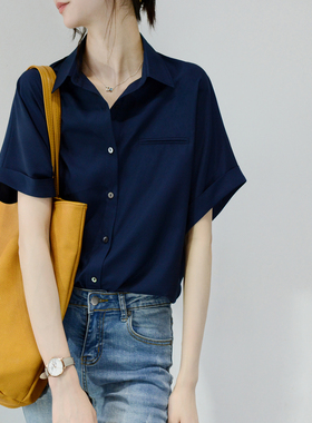 TRR 时髦又慵懒宽松短袖衬衫女 时尚衬衣夏短袖上衣 值得入手INS