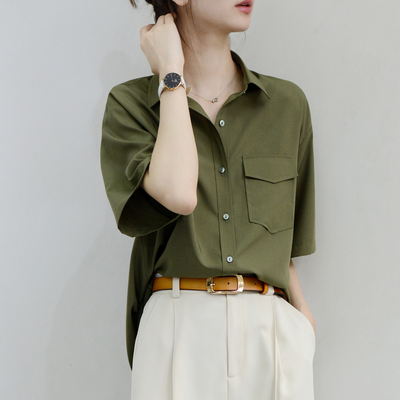 TRR宽松通勤风短袖竹纤维上衣女