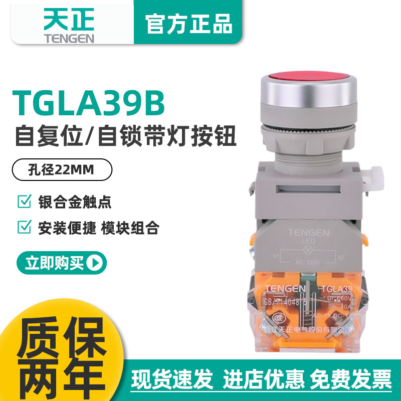 正带灯按钮开关TGLA39B-11BND