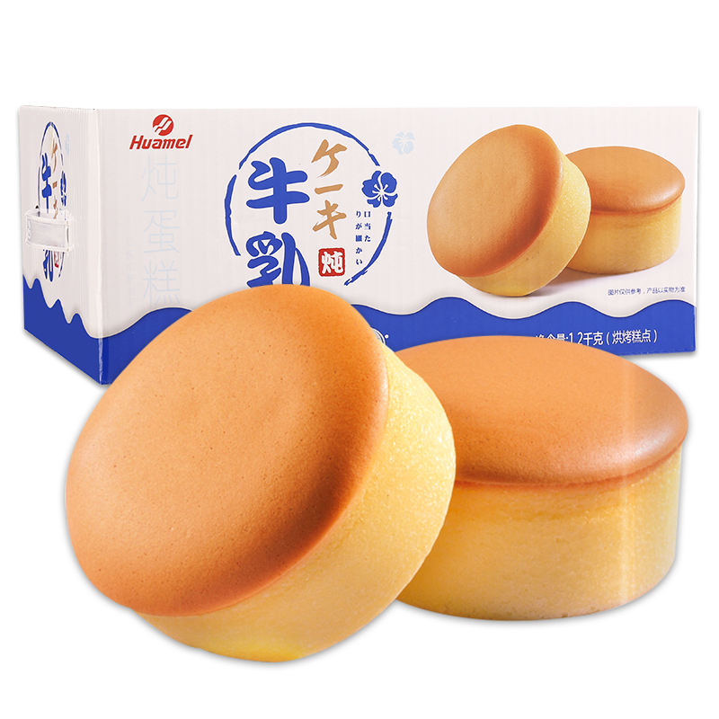 華美牛乳燉蛋糕蒸大蛋糕營(yíng)養(yǎng)早餐點(diǎn)心零食網(wǎng)紅圓滿面包整箱1105g