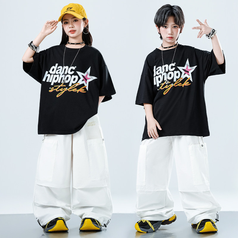 儿童街舞演出服男童嘻哈潮服少儿hiphop架子鼓表演服装女童爵士舞图片
