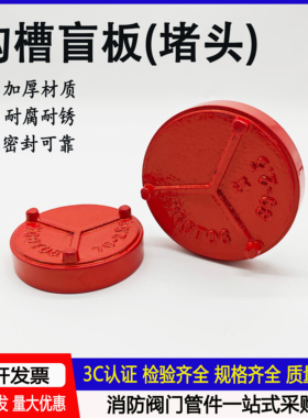 消防沟槽盲片卡箍盲板管道止水堵头闷盖堵板封头管堵DN6580100150