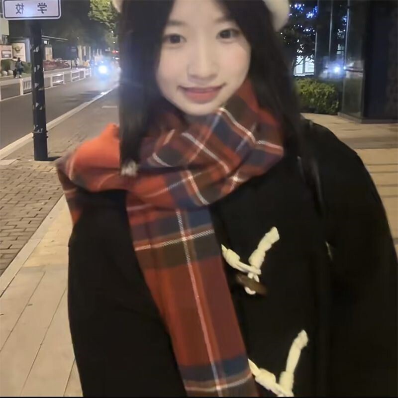 新款格子围巾女秋冬季韩版百搭英伦学生情侣款少女日系网红围脖男