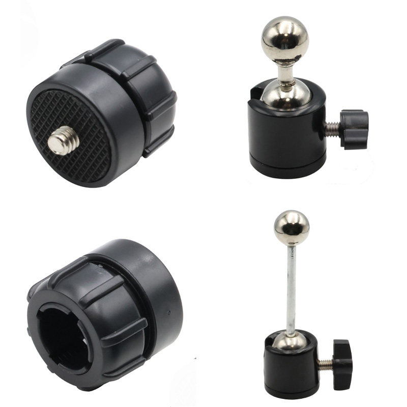 相机手机直播支架17mm球头旋转云台圆孔双球型1/4手机夹横竖俯拍