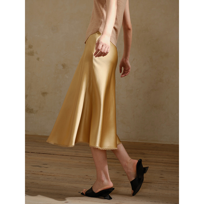 commusememory斜裁桑蚕丝半裙