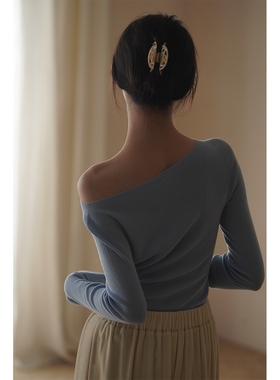 commuse memory 无缝一体 扬子纱全羊毛JI细轻薄一字领打底针织衫