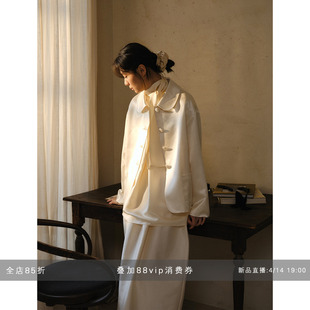 commuse memory『贝雪微融』重磅真丝羊毛双面缎娃娃领短外套女春