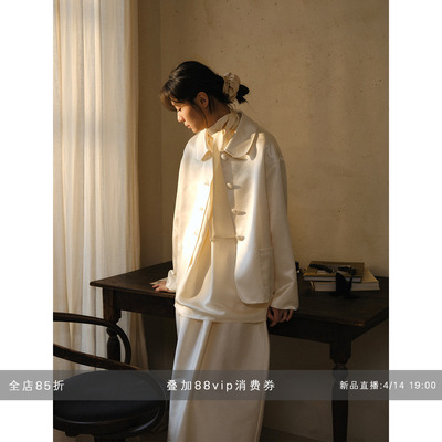 commuse memory『贝雪微融』重磅真丝羊毛双面缎娃娃领短外套女春