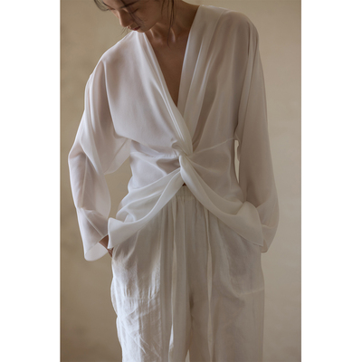 commusememory扭结桑蚕丝衬衣