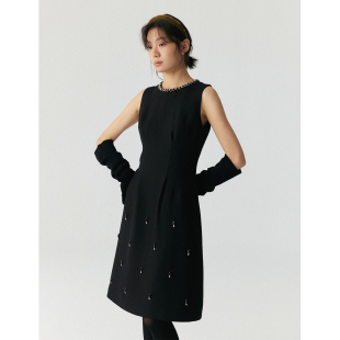 气质战袍钉钻显瘦花苞连衣裙 周末美术馆 commuse memory