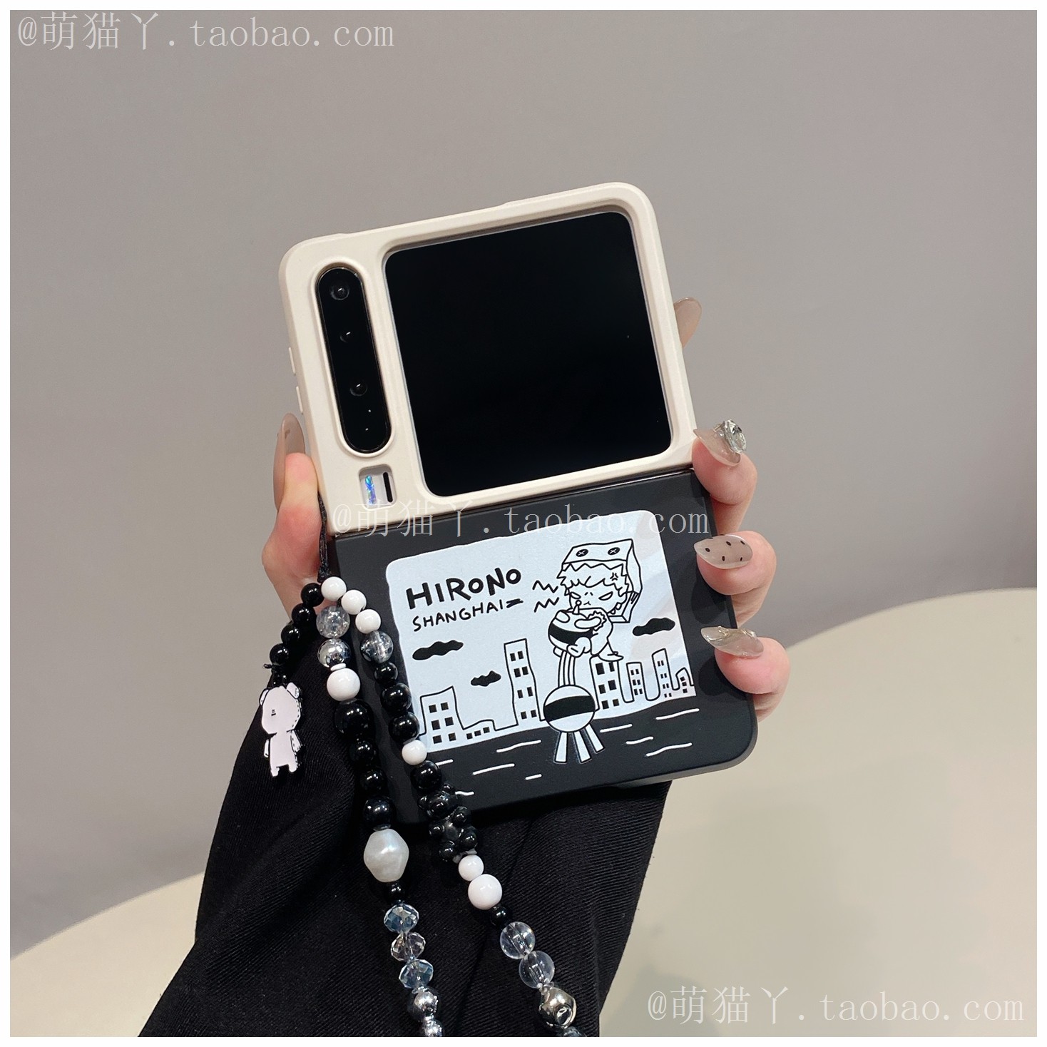 ins适用华为purax手机壳pocket2怪兽小米mixflip2黑白涂鸦荣耀magicvflip2潮酷油画三星zflip7/FE/6肤感磨砂,3C数码配件,手机保护套/壳,淘宝优惠券,粉丝福利购,淘宝优惠卷