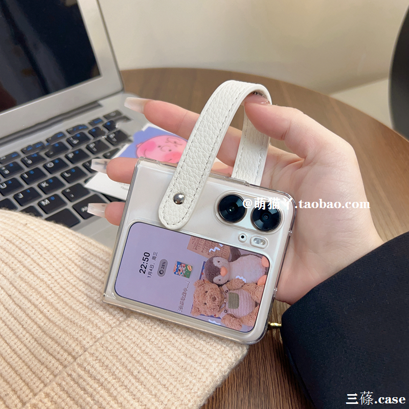 适用oppofindn3flip手机壳腕带女