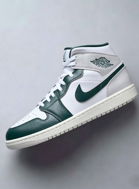 Air Jordan 1 Mid SE AJ1白绿中帮气垫缓震复古篮球鞋 FQ7720-103