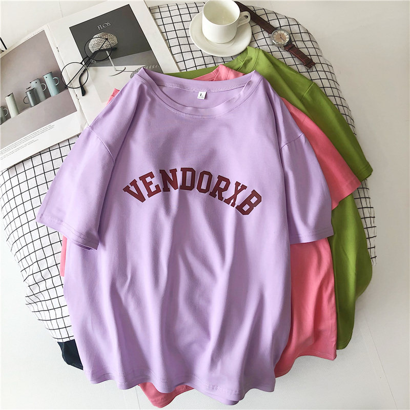 学生女新款春夏上衣韩版百搭糖果色字母印花女装T恤原宿bf宽松潮在类目 女装/女士精品, T恤中 - 来自Buy2taobao.com提供专业的淘宝代购服务