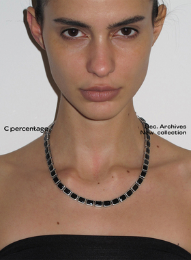 c percentage 原创设计铜镀简约个性时尚黑曜方石项链