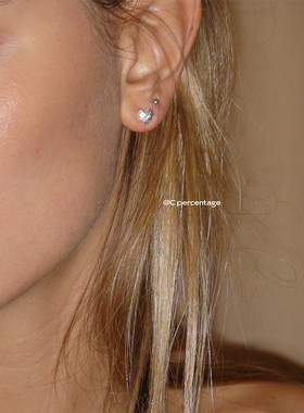 c percentage 丝绒肌理拉丝 闪耀星星 爱心-耳钉