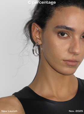 c percentage 原创设计银色个性设计感创意女士轨行耳环