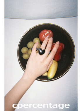 c percentage 原创设计‘It's love’轻奢小众铜镀枪黑爱心戒指潮