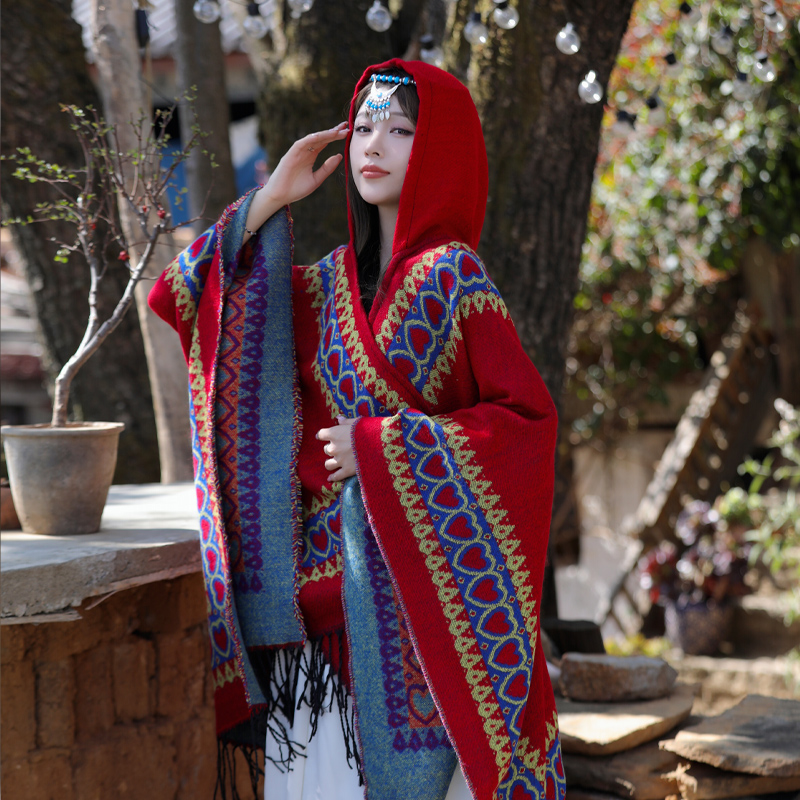 艾贝姿春秋冬民族风女士披肩