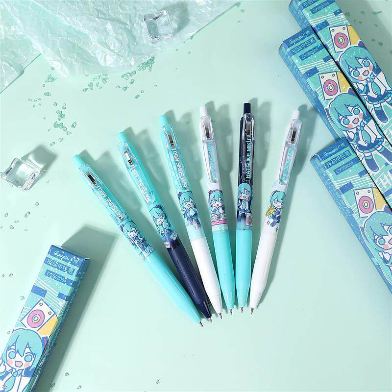 直供初音未来中性笔P甜趣萌音系列盲盒款0.5mm内含书签按动圆