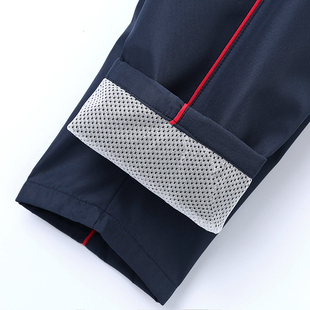 子 运动裤 包邮 红条 高中复合平纹布 校服裤 小学中学 春夏 藏青色