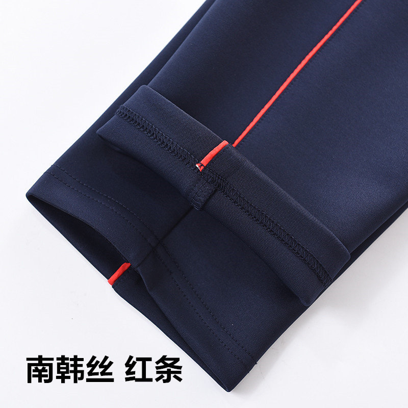 南韩丝春秋红条运动裤透气舒适