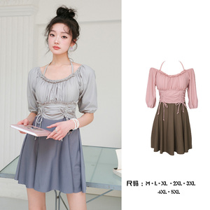 nazal 玫瑰心事 微胖mm泳衣女大码胖mm200斤遮肚显瘦度假温泉泳装