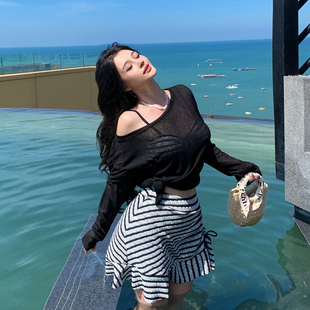 高级感 泳衣女遮肚显瘦泡温泉新款 Nazal微胖mm度假三件套裙式 大码