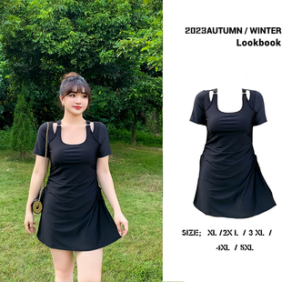 遮肚显瘦分体高腰平角裤 简约泳衣女大码 泡温泉ins 纯欲学姐 nazal