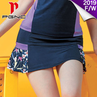 韩国代购PGNC佩吉酷羽毛球服运动速干女透花色拼接百褶短裙
