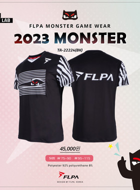 韩国代购直邮FLYPOWER羽毛球服MONSTER怪兽清仓男女速干短袖T恤