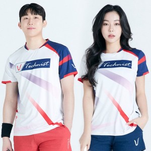 韩国代购直邮TECHNIST羽毛球服24清仓速干透气斜纹字母短袖T恤