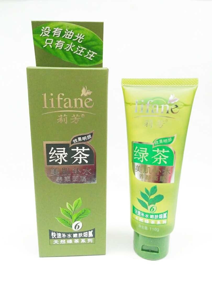 莉芳绿茶美肌补水面膜118g嫩肤细腻改善粗糙污垢滋润男女深层清洁