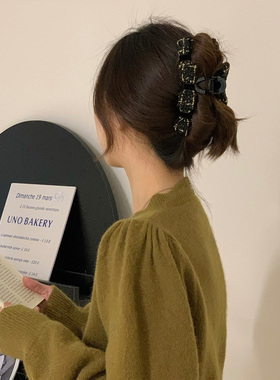 蝴蝶结抓夹女大号高级感小香风后脑勺鲨鱼夹气质百搭发饰韩系发卡