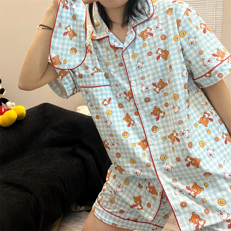轻松熊睡衣女夏季短袖纯棉可爱