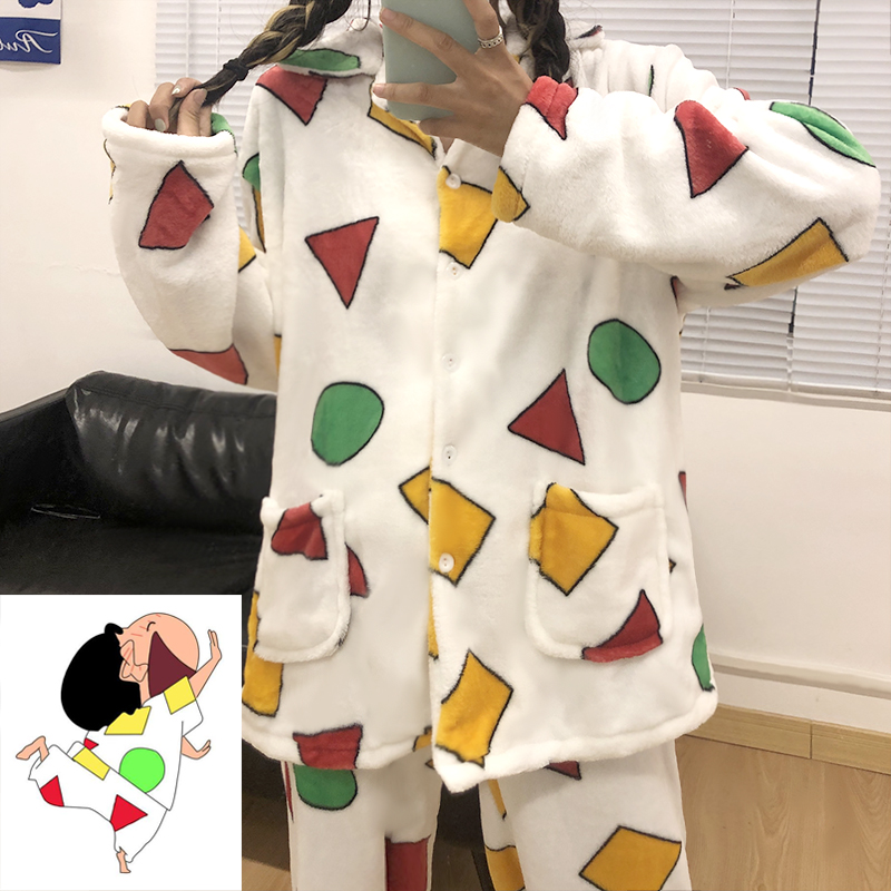 蜡笔小新同款法兰绒日系加厚睡衣